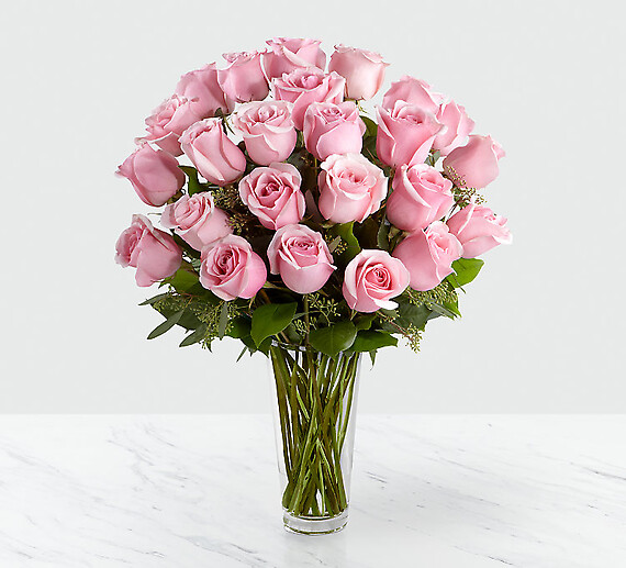 12 Long Stem Pink Rose Bouquet