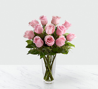 12 Long Stem Pink Rose Bouquet