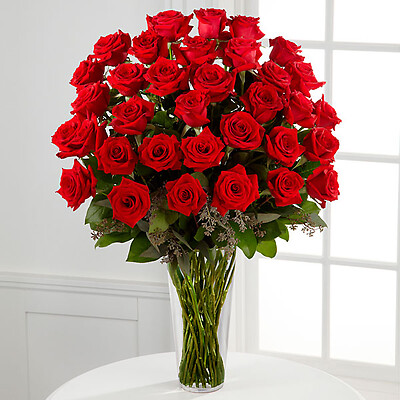 36 Long Stem Red Rose Bouquet 60 cm