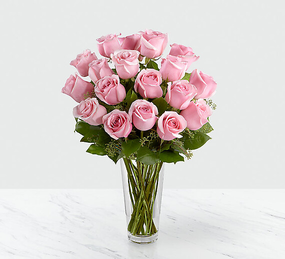 12 Long Stem Pink Rose Bouquet