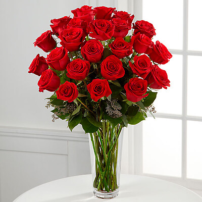 24 Long Stem Red Rose Bouquet 60 cm